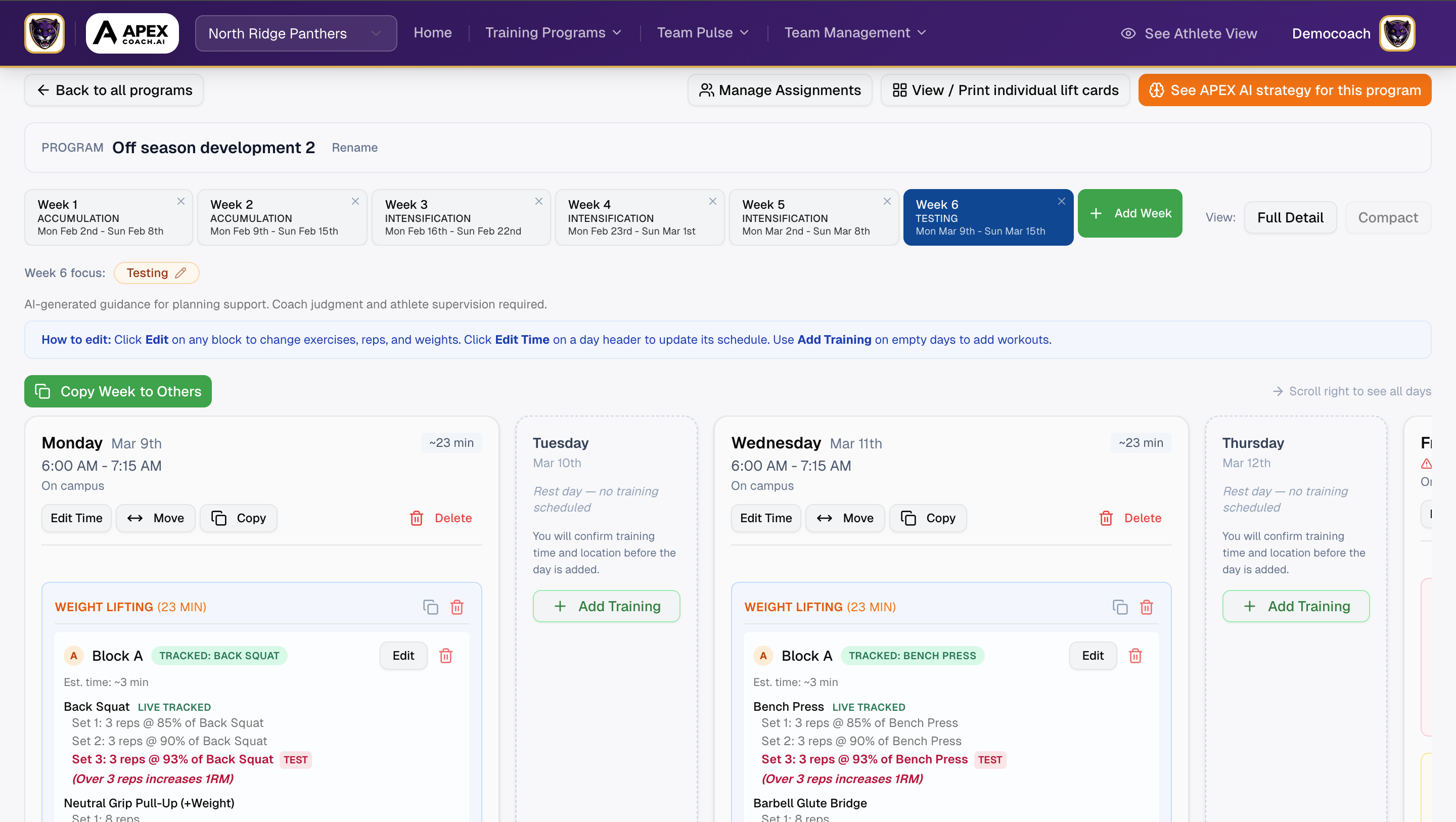 Coach dashboard